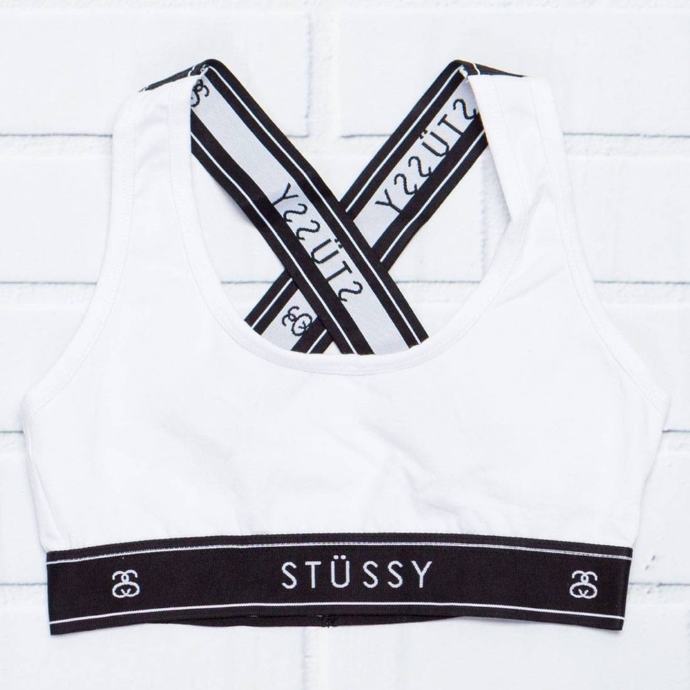 Stussy logo cross sports bra